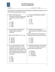 Taller SIMCE Matem&aacute;tica 4&ordm; Grado: Ejercicios y Problemas