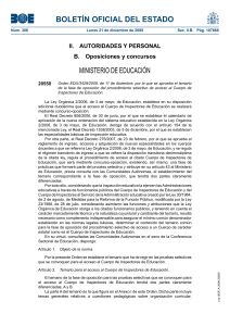 Temario Oposición Inspectores de Educación - Orden Ministerial