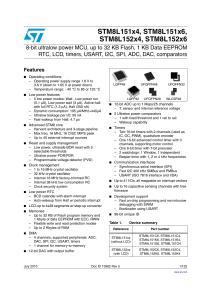 STM8L151/152 MCU Datasheet: Ultralow Power Microcontrollers