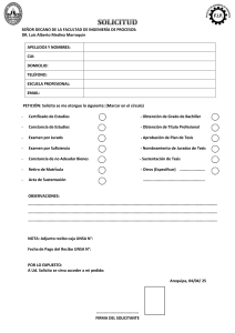 Solicitud Facultad Ingeniería de Procesos UNSA