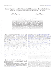 Career Self-Management: A Social Cognitive Model