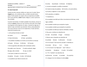 Examen de Español 4to Grado: Comprensión y Gramática