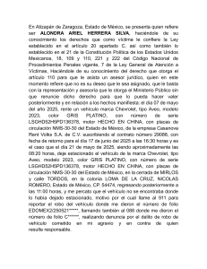 Denuncia por Robo de Veh&iacute;culo en Atizap&aacute;n de Zaragoza