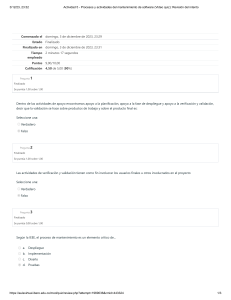 Cuestionario: Mantenimiento de Software - Procesos y Actividades