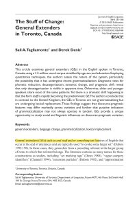 General Extenders in Toronto English: A Linguistic Analysis