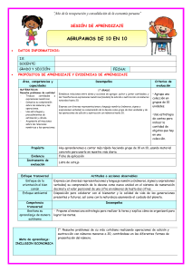 Sesi&oacute;n de Aprendizaje: Agrupando de 10 en 10 (Matem&aacute;ticas 1&deg;)