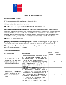 Detalles del Curso de Licencia de Conducir A2 - Chile