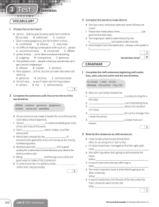 English Test Extension: Vocabulary, Grammar, Reading & Writing