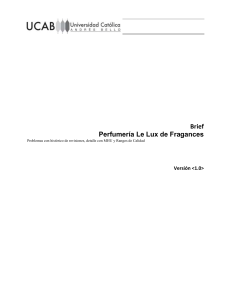 Brief Perfumer&iacute;a Le Lux: Necesidades, Backlog y Calidad