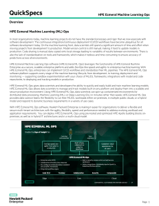 HPE Ezmeral ML Ops: Machine Learning Platform QuickSpecs