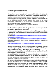 Lista de Apellidos Sefard&iacute;es: Origen y Genealog&iacute;a