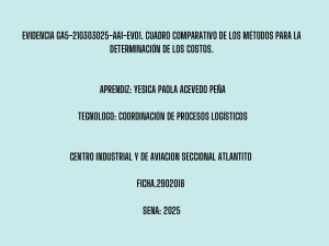 Cuadro Comparativo: M&eacute;todos de Costeo FIFO, LIFO y Promedio Ponderado