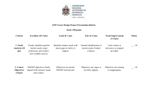 ESP Course Design Project Presentation Rubric.