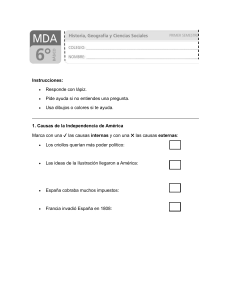 Hoja de trabajo Independencia de América