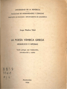 Poes&iacute;a Y&aacute;mbica Griega: Arqu&iacute;loco e Hiponax