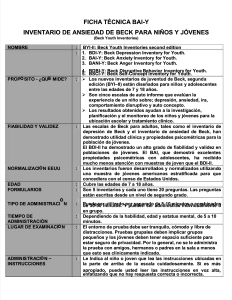 BAI-Y: Inventario de Ansiedad de Beck para Niños y Jóvenes