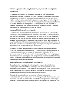 Investigaci&oacute;n: Aspectos Hist&oacute;ricos y Socioantropol&oacute;gicos