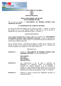 Reglamento de R&eacute;gimen Interno para Unidades T&aacute;cticas