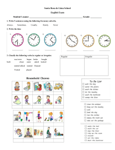 English Exam: Frequency Adverbs, Time, Verbs