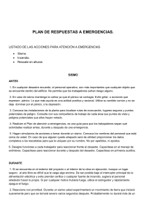 Plan de Respuesta a Emergencias: Sismo, Incendio, Rescate
