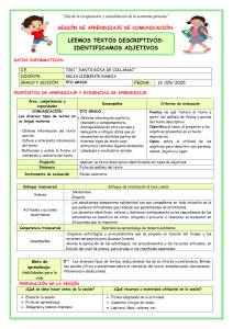 Plan de Lecci&oacute;n: Textos Descriptivos y Adjetivos (5to Grado)