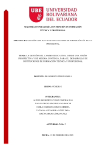 Gesti&oacute;n del Cambio Educativo en Formaci&oacute;n T&eacute;cnica y Profesional