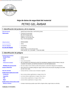 MSDS PETRO GEL ÁMBAR: Seguridad y Manejo