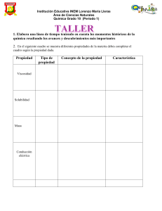 Hoja de Trabajo de Qu&iacute;mica: Propiedades de la Materia y Densidad