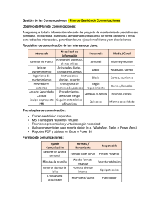 Plan de Gesti&oacute;n de Comunicaciones: Mantenimiento Predictivo