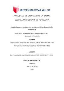 Autolesiones en Adolescentes en Latinoam&eacute;rica: Revisi&oacute;n Sistem&aacute;tica