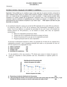 Examen de Estadística: Población, Muestra y Tendencia Central