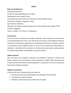 F&iacute;sica I: Programa del Curso - Universidad de Sonora