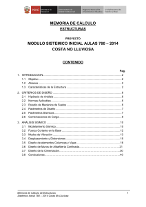 Memoria de C&aacute;lculo Estructuras Aulas 780 - 2014