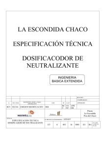 Especificaci&oacute;n T&eacute;cnica Dosificador de Neutralizante