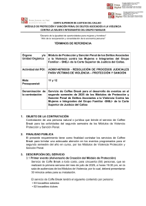 T&eacute;rminos de Referencia: Coffee Break para Eventos Judiciales