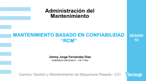 Mantenimiento Basado en Confiabilidad (RCM): Presentaci&oacute;n