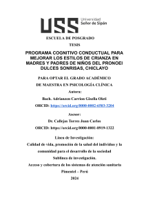 Programa Cognitivo Conductual y Estilos de Crianza en Chiclayo