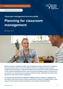 Classroom Management Planning Guide for Teachers