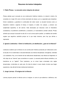 Resumen de Teor&iacute;as de la Educaci&oacute;n: Escuela e Infancia
