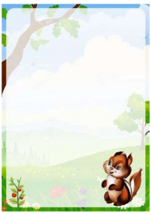 Borde de p&aacute;gina infantil: Naturaleza y ardilla