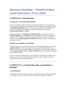 Filosof&iacute;a Andina: Resumen Detallado de Josef Estermann