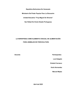 Hidropon&iacute;a en la Porcicultura: Un Proyecto Estudiantil