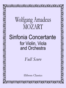 Mozart Sinfonia Concertante Full Score for Violin, Viola & Orchestra
