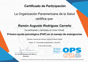 Certificado PAP: Ram&oacute;n Rodr&iacute;guez - OPS