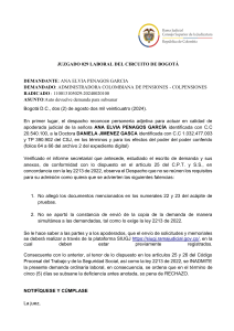 Auto Judicial Laboral: Inadmisi&oacute;n de Demanda Colpensiones
