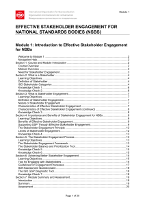 Stakeholder Engagement for National Standards Bodies (NSBs)