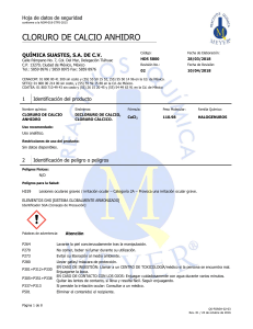Cloruro de Calcio Anhidro: HDS | Química Suastes