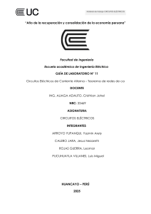 Gu&iacute;a de Laboratorio: Circuitos El&eacute;ctricos CA - Teoremas de Redes