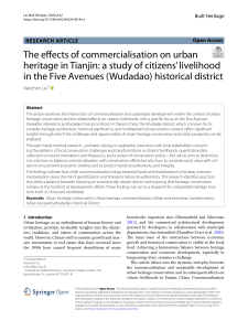 Urban Heritage Commercialisation in Tianjin: A Livelihood Study