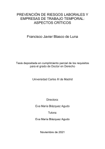 Tesis: Prevenci&oacute;n Riesgos Laborales y Empresas Trabajo Temporal